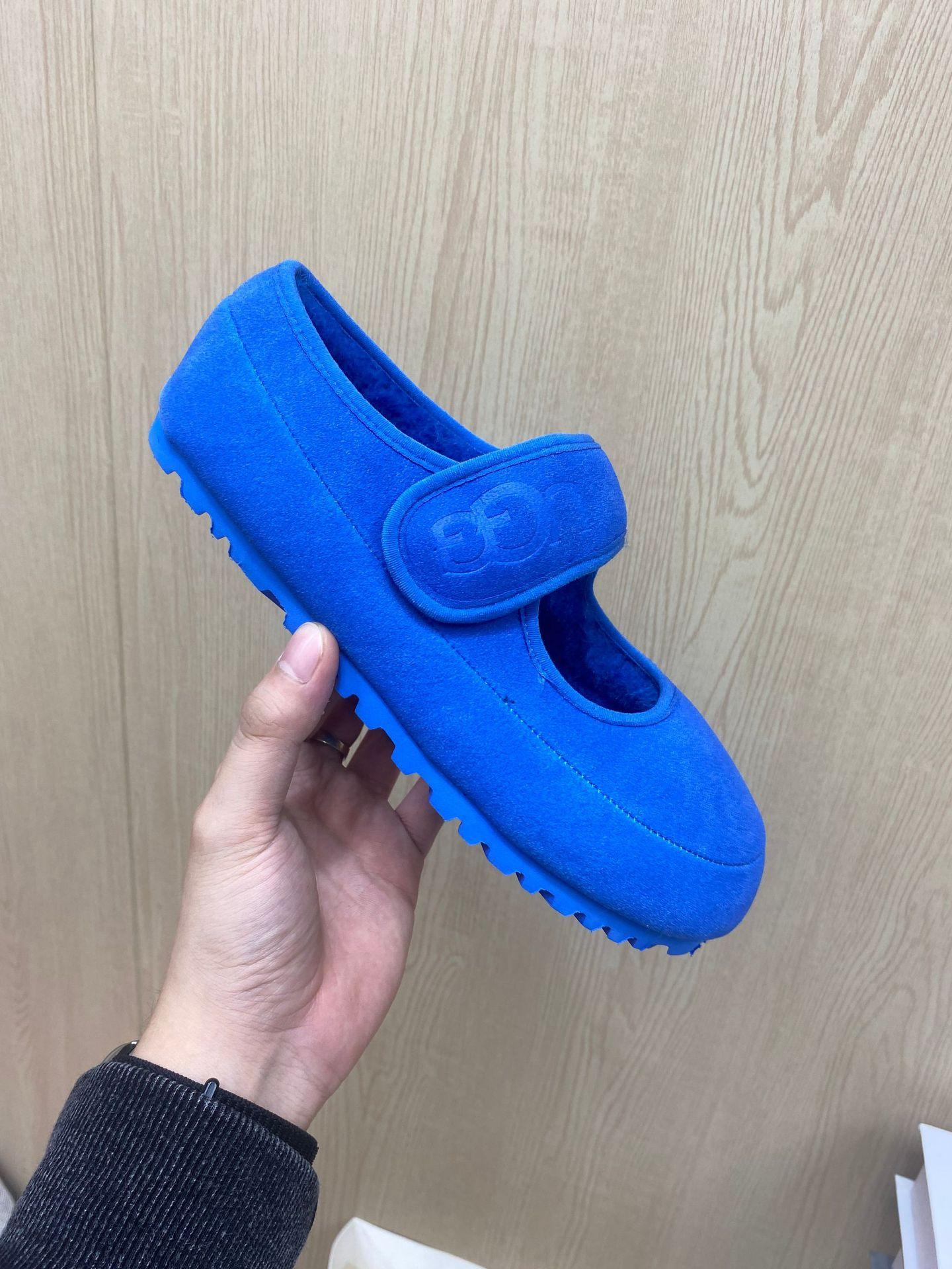 

[В наличии] Бархатные туфли Мэри Джейн на плоской подошве, французская липучка, зимние хлопковые туфли, круглый носок, повседневные туфли-бини для женщин 40 синий