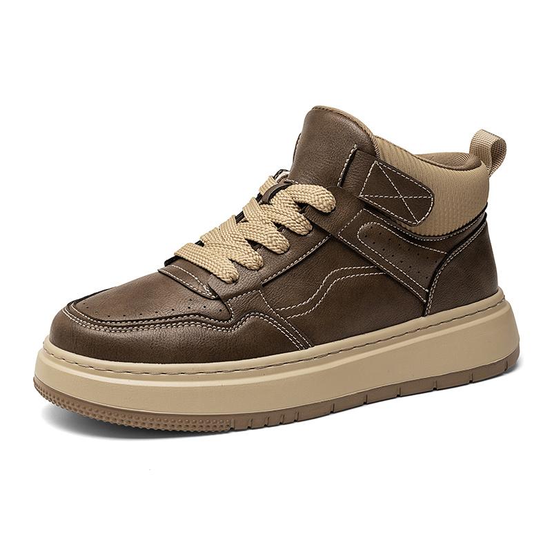 

Мода Мода Платформа Мужская Уличная Обувь Высокий Верх Ретро Кожаная Обувь Комфорт Противоскользящие Мужские Ботильоны Универсальные Мотоботы 44 хаки