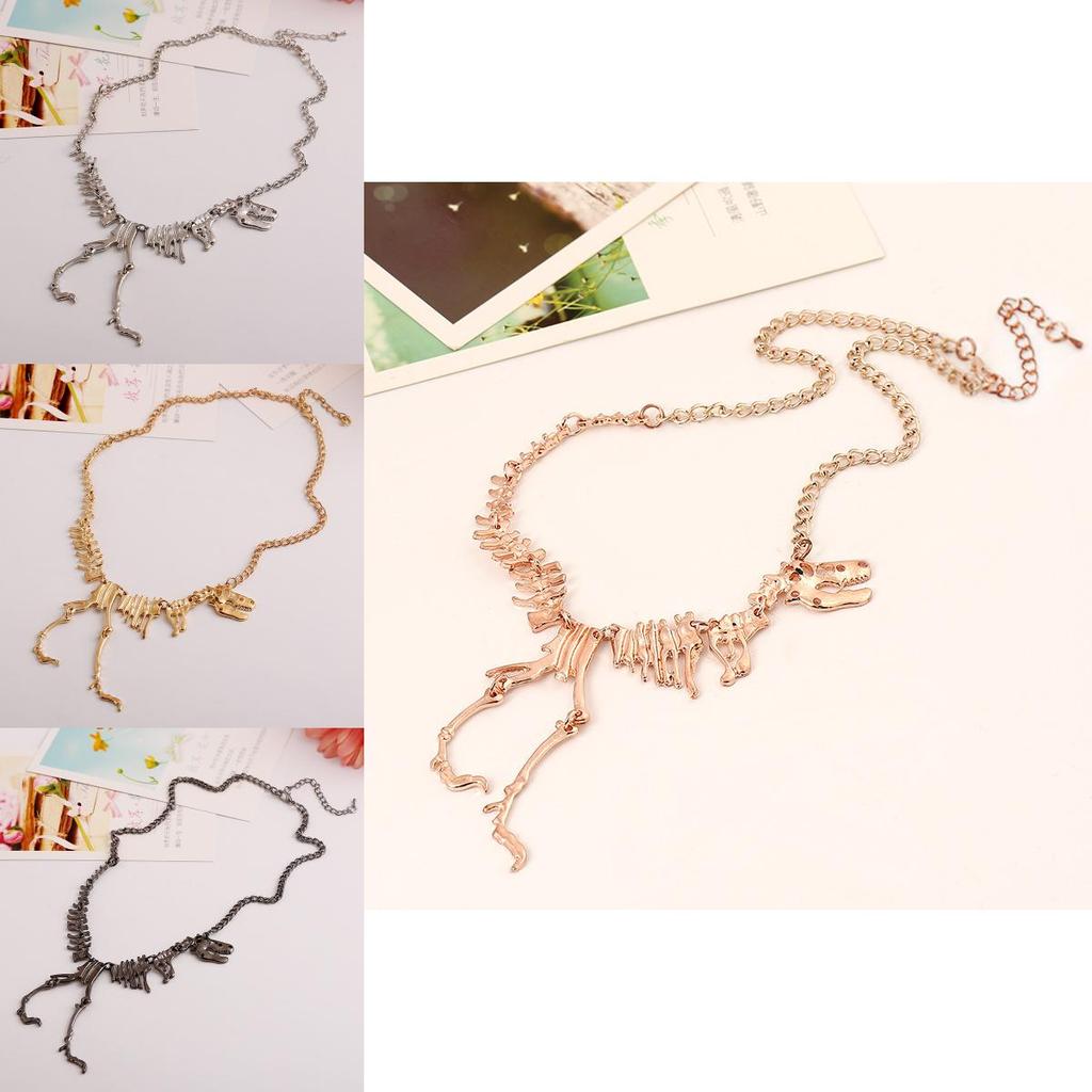 Dinosaur Skeleton Pendant Necklace With Electroplated Finish For Collectors And Casual Use