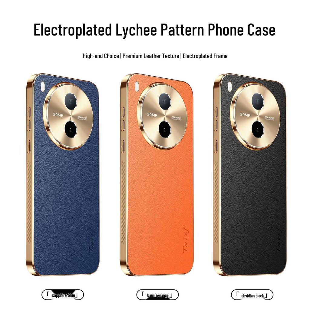 Vivo Y600Pro Lychee Pattern Phone Case with Alloy Lens Protection V2561A