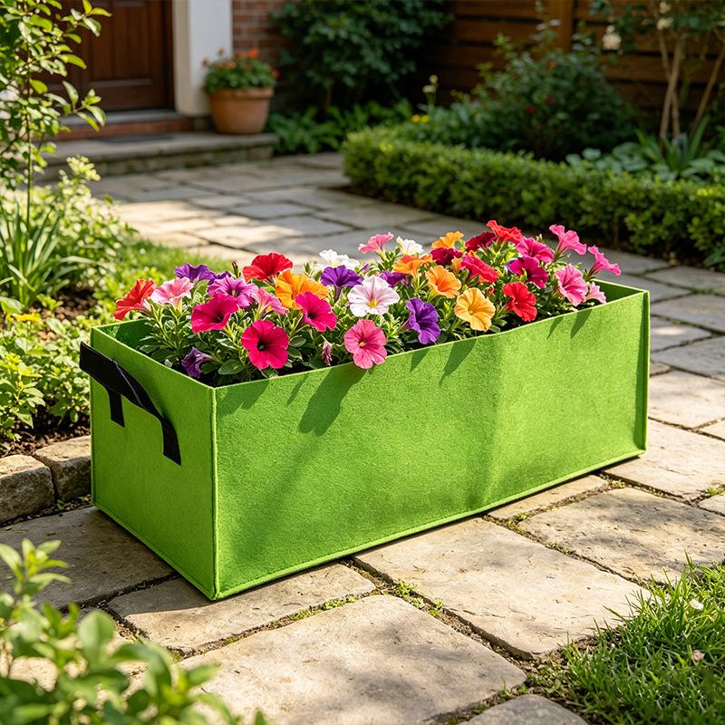 Rectangular Plant Grow Bag With Handles Non Woven Fabric Pot for Home Gardening
