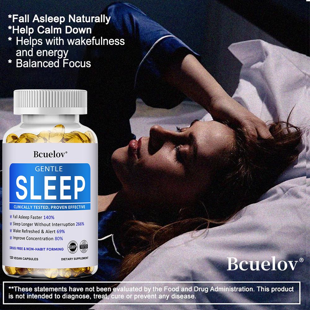 Gentle Sleep Support Supplement - Drug Free & Non-Habit Forming - 120 Vegan Capsules