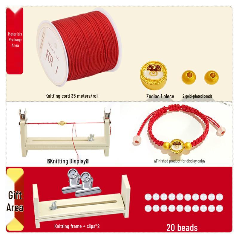 Year of the Dragon Zodiac Animal DIY Weaving Kit: Red String Bracelet for Students