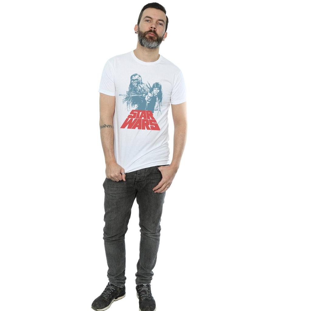 STAR WARS Mens Han Solo Chewie Duet T-Shirt