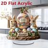 Easter Bunny Ornament Flat Acrylic Ornament Rabbit House Single Desktop Home Office Garden Ornament Yard Decoration Gift