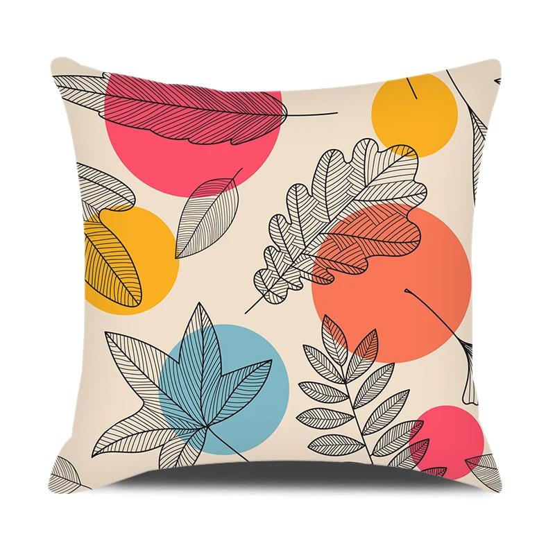 Modern Style Cushion Cover Abstraction Geometric Floral Plant Printed Pillow Cover Home Sofa Chair Decorative Pillowcase 45*45cm