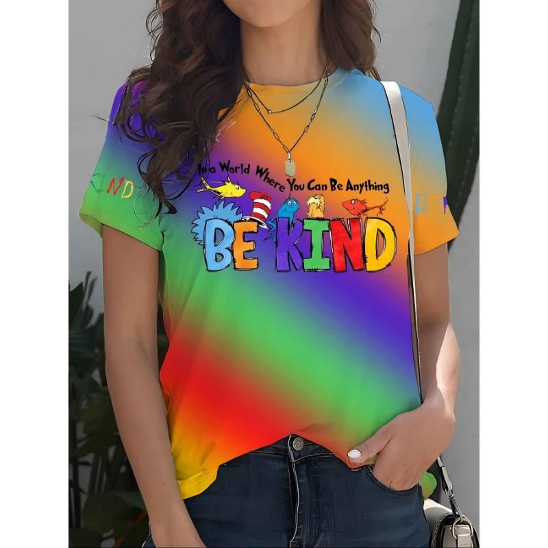 Summer Round Neck 3D Animal Pattern Print Top Fashionable Casual Short Sleeved Women's T-shirts