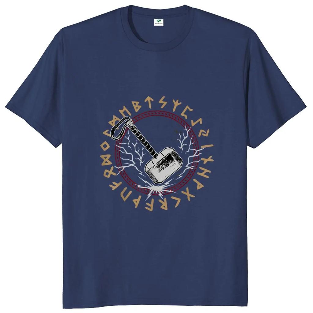Thor Viking Hammer T Shirt Norse Mythology Design Novelty Tee Shirt 100% Cotton Short Sleeve Casual Homme Camiseta EU Size