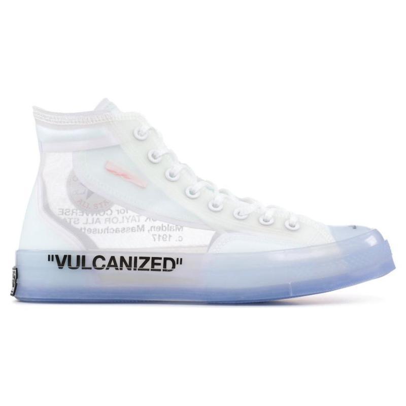 OFF-WHITE X Converse Chuck Taylor All Star Hi THE TEN Collaboration Comfortable Non-Slip High-Top Sneakers Unisex White and Blue