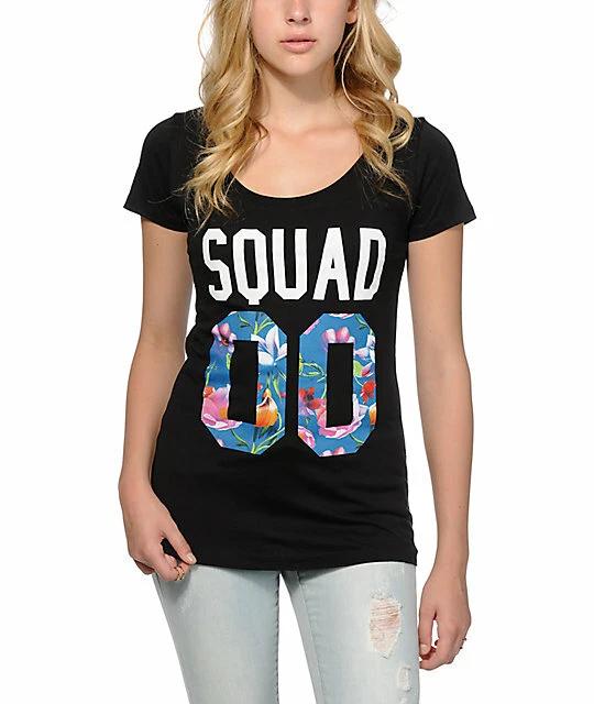 Empyre Womens Black Squad 00 Tropical Fill T-Shirt New XL XL
