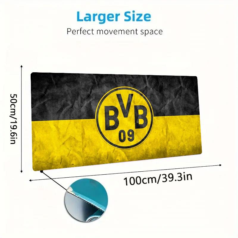 Borussia Großes Mauspad Große Gaming-Tischunterlage Rutschfest Laptop Tablet Großes Mauspad XXL Matte Mini-PC Spielmatte Mit Verriegeltem Rand