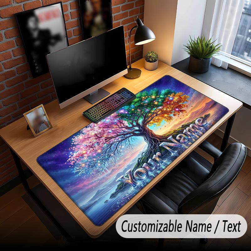 Tree of Life Theme Custom Mouse Pad Personalized With Name Text Customized Desk Mat For Office Home Decor