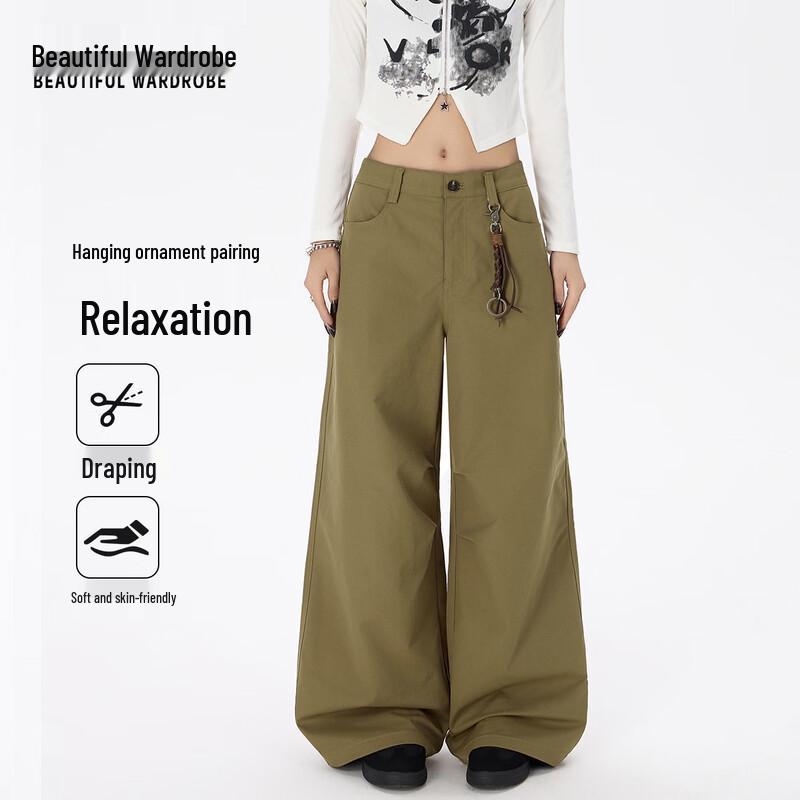Women s Loose Fit High-Waist Wide-Leg Casual Pants XS
