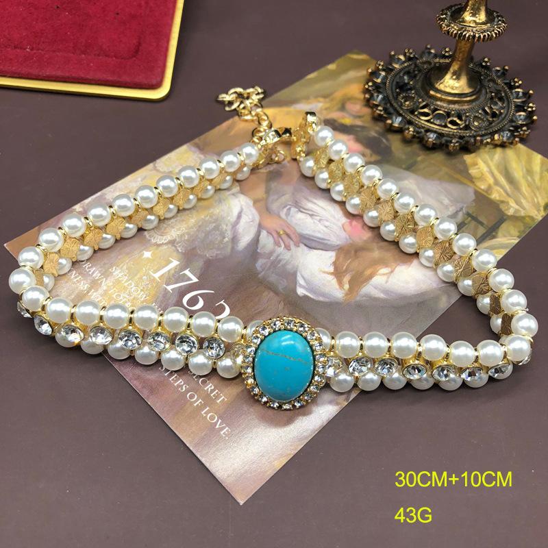 Western Retro Mapei Pearl Necklace Stud Earrings Set Hepburn Style Accessories Cheongsam Dress Neck Chain Women
