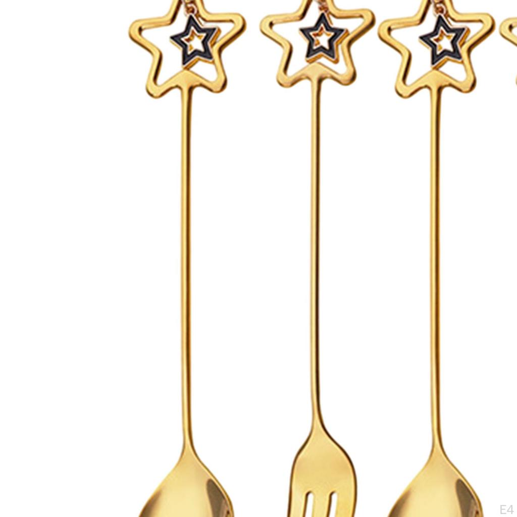 6 Pieces Christmas Flatware Forks and Spoons Set, Food Serving Utensils, Xmas Cutlery Kits