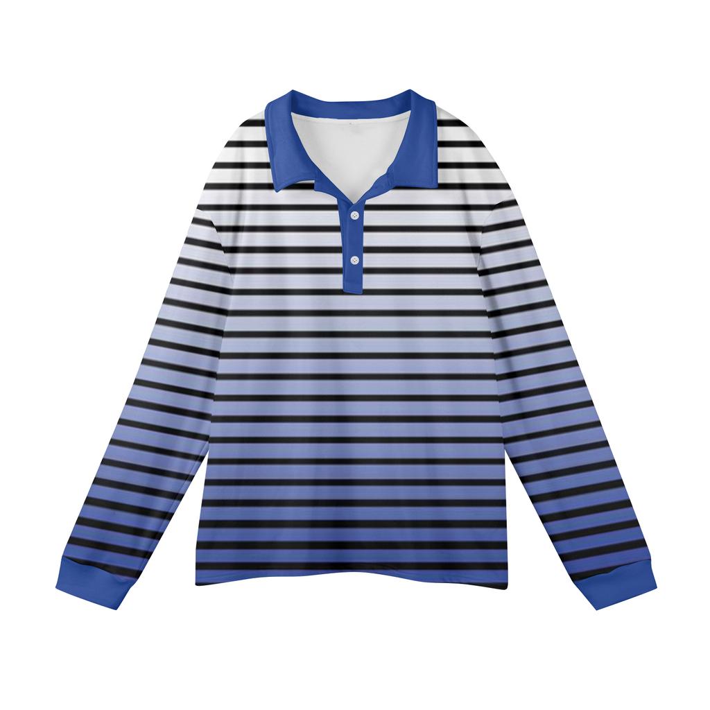 Men's Casual Striped Print Button-Up Long-Sleeve Tops