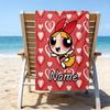 1pc The Powerpuff Girls4 Beach Towel with Custom Name, Beach/Swimming/Bath/Picnic/Camping Towel, Suitable for Seaside Beaches