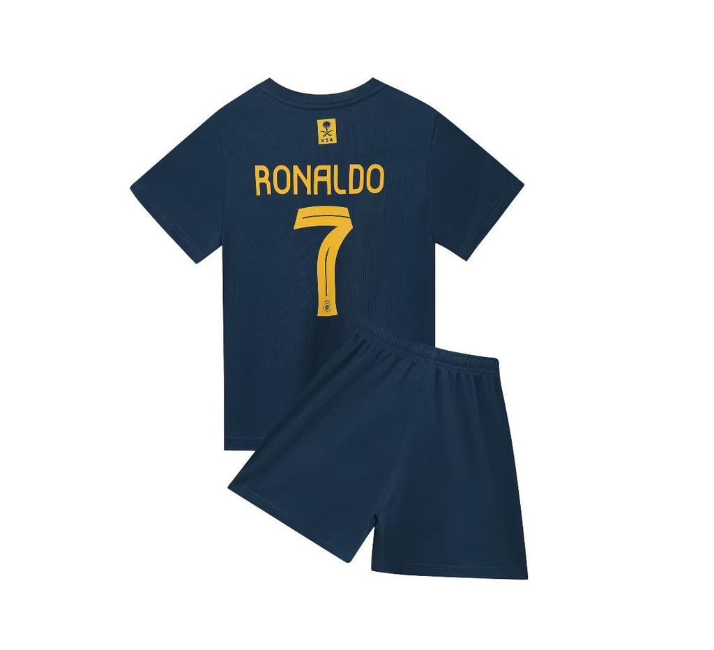 23-24 Riyadh Trasferta Blu Zaffiro N.. Set Maglia da Calcio 7 Club Taglia Bambino 14-30