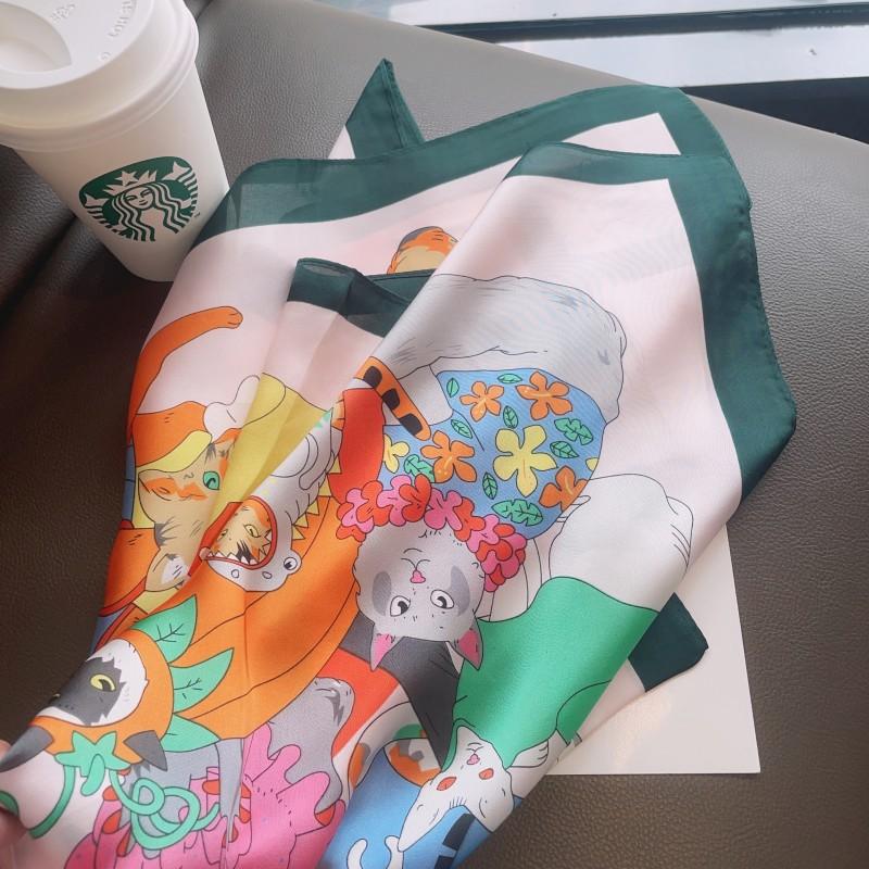 Modenäsduk Halsdukar Kvinnor Fyrkantiga Hradband Små Sjalar Wraps Sacrfs 70x70cm