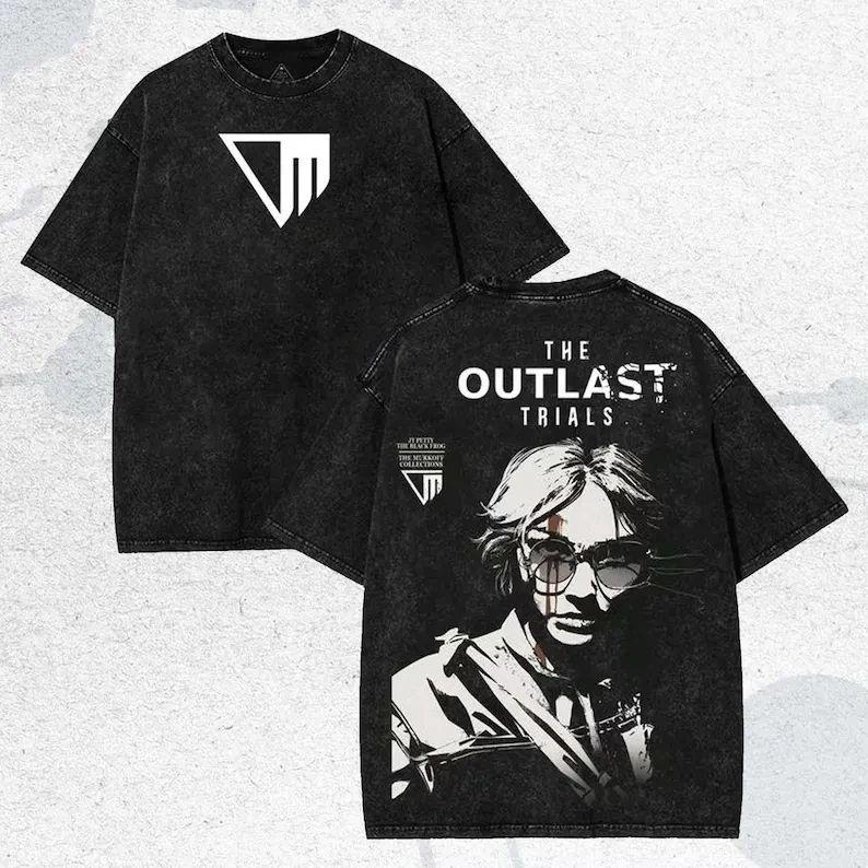 High Street Streetwear Horror Action Adventure Game The Outlast Trials Graphic Print Tshirt Oversized Vintage Washed Cotton Top