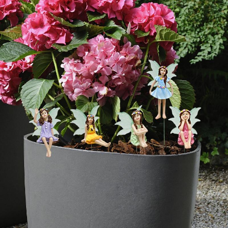 Fluorescent Fairies Figurines 6pcs Home Sculptures Ornament Home Cake Topper Decorations Garden Resin Small Accessories