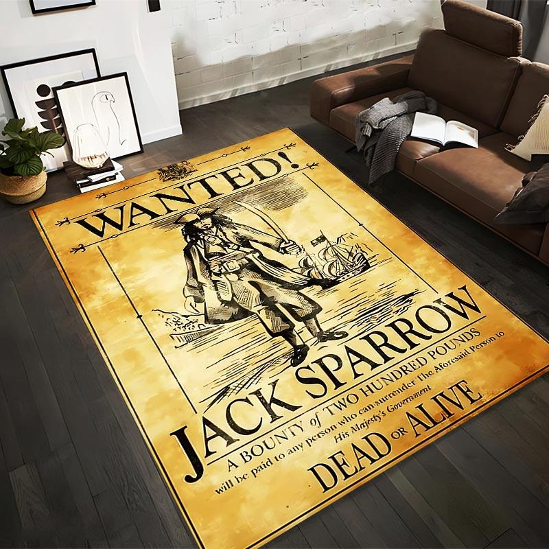 

Pirate Wanted Poster Design Carpet with Jack Sparrow Print1Vintage Style Art Suitable for use as an anti-slip1 for1room and bedroom sofas 40x60cm( 15x23in )