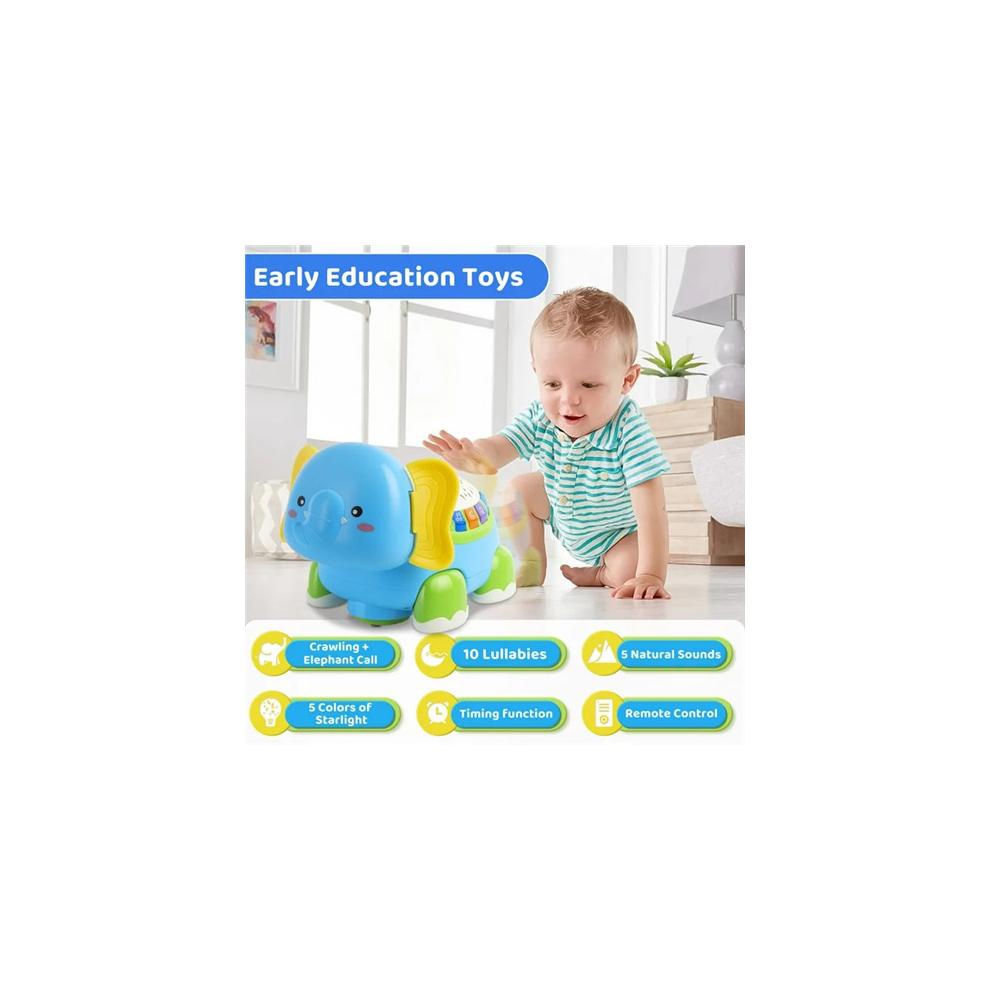 Baby Toys for 6-12 Months Elephant Crawling Toys with Music Light Tummy Time Toys