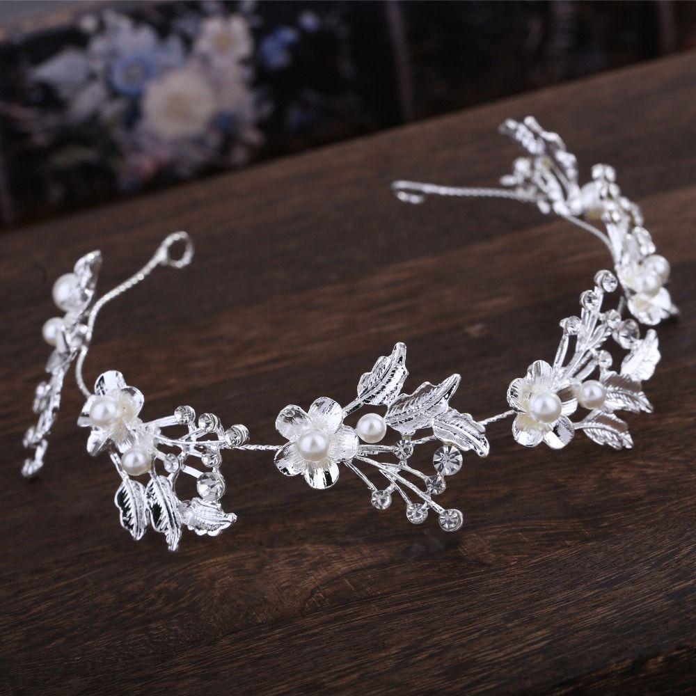 Crystal Crystal Pearl Hair Vine Shiny Wedding Headband Baroque Queen Crown  Wedding Hair Jewelry