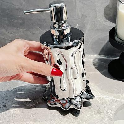 Prateado Criativo Frasco de Loção para Velas Frasco Dispensador de Shampoo Sabonete Líquido para Banheiro Dispensador de Sabão de Cerâmica com Bomba