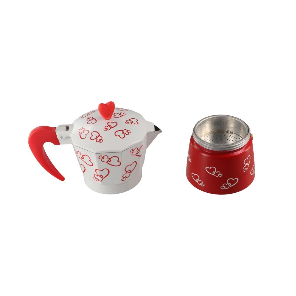 Octagonal Aluminum Mocha Pot Heart Pattern Coffee Maker Pot Household Espresso Coffee Kettle Gift