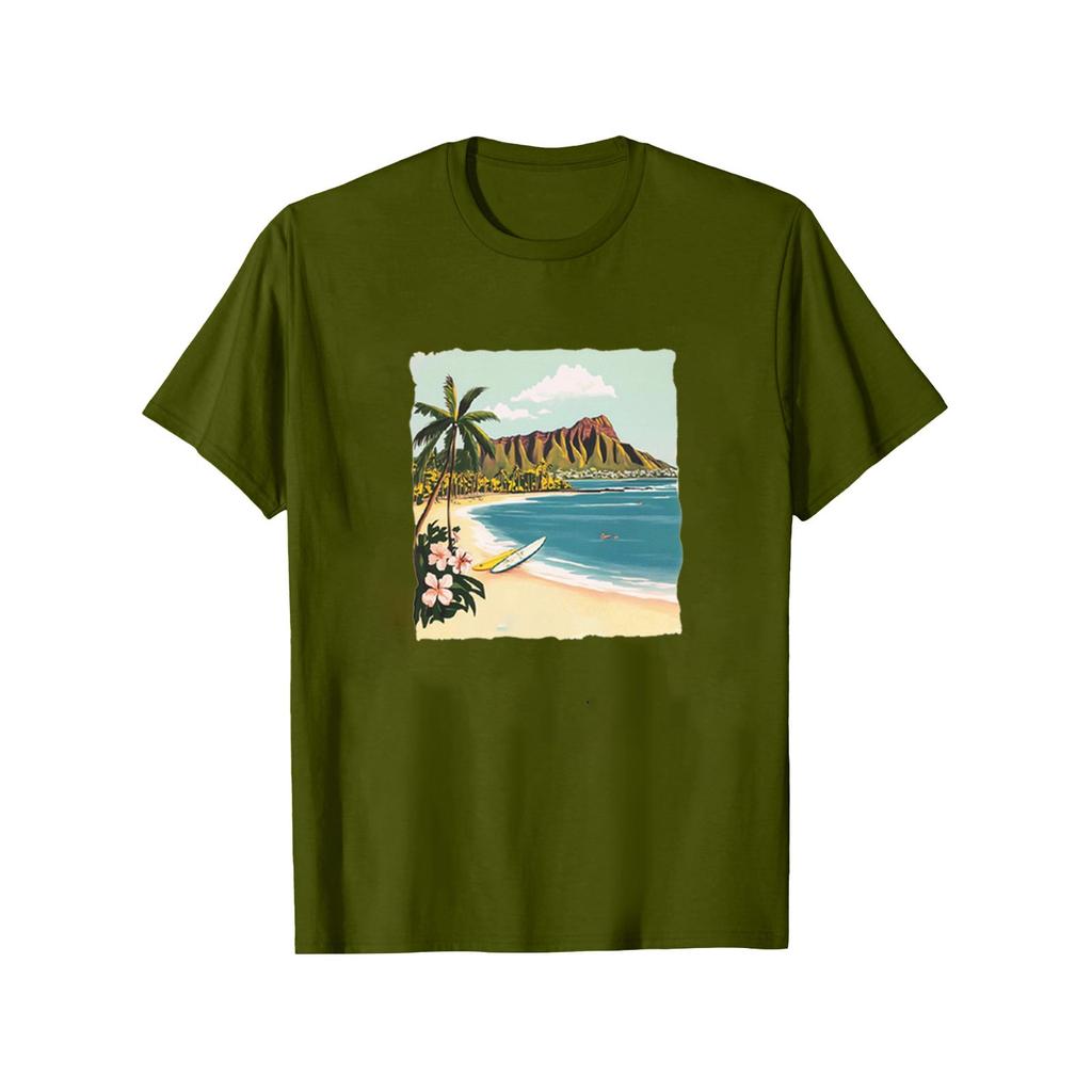 Women Fashion Printed Round Neck Short Sleeve T-Shirt Pullover Top