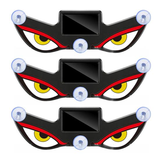 3Pcs Solar LED Car Decorative Light with Dynamic Eye Design USB-C Rechargeable Smart Sensor Car Light Vibration-Activated Suction Cup Mount Car