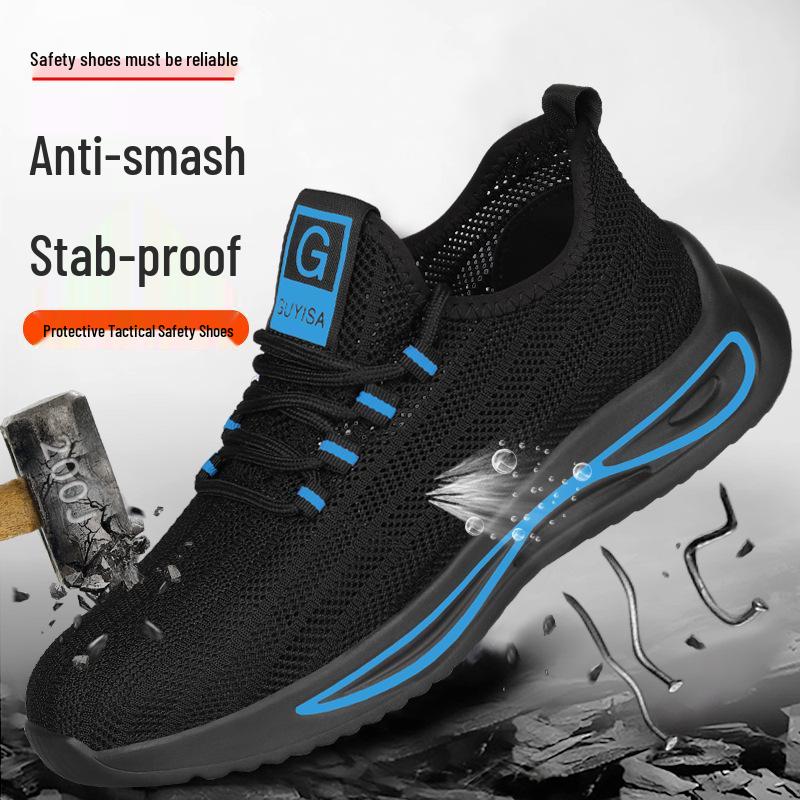 Men's Lightweight Steel Toe Safety Shoes - Summer Fashion, Odor-Resistant, Anti-Smash, Anti-Puncture, Wear-Resistant Work Footwear.