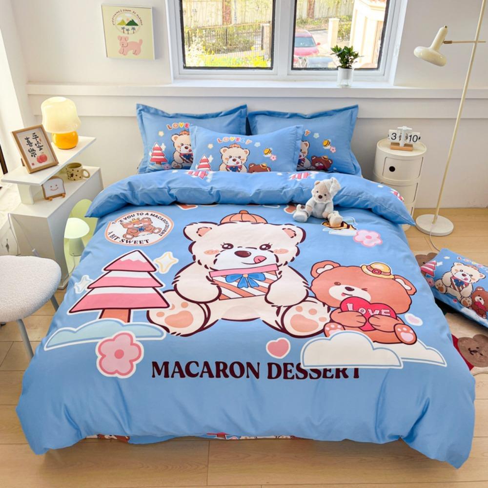 The Beautiful Girl Motif ,Microfibre Bedding Sets, Children's Bed Decor Duvet Cover for Teenagers Adult 3-Piece  Puppy Bed Linen