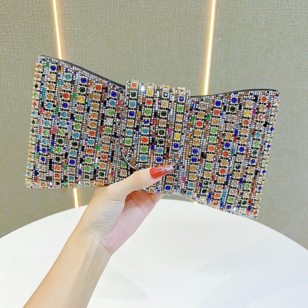 Vintage Diamond Evening Bags Luxury Chain Bow Shoulder Crossbody Bags Ladies Party Wedding Purse Handbags