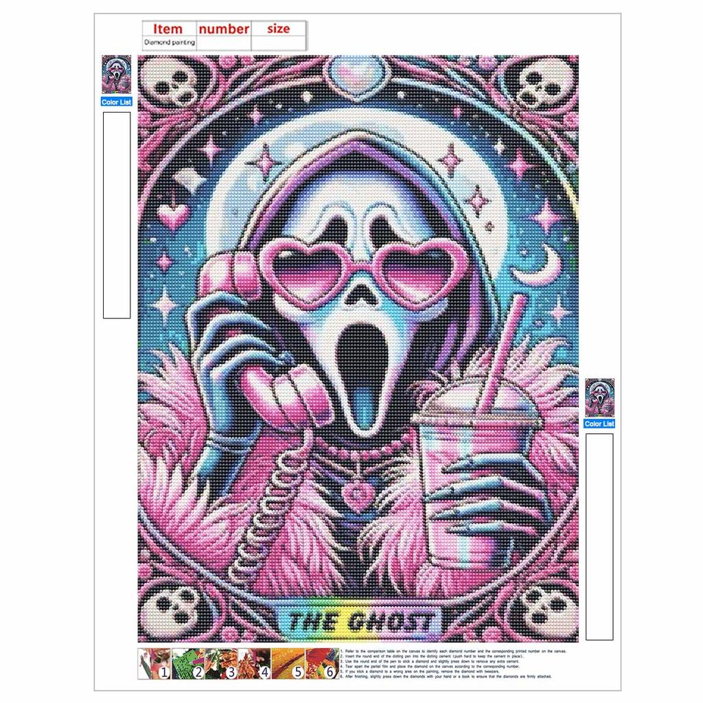 Creative Diamond Painting Kit for Adults DIY Ghost Rhinestone Picture Canvas for Leisure Craft Wall Art and Gift Making Fun Set