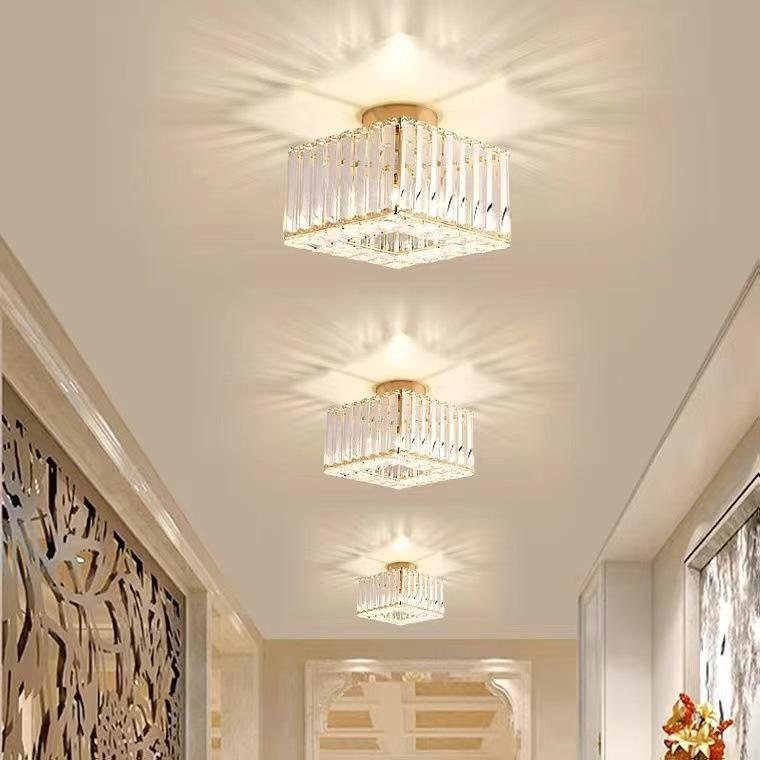 Luxury Crystal Ceiling Light for Nordic Room, Hallway, Entrance, Balcony, or Dining Room - Round/Square Luminaire.