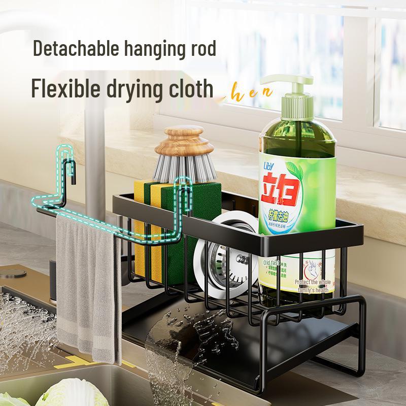 Multifunctional Kitchen & Bathroom Organizer: Dishcloth Rack, Sponge Holder, Sink Drainer, Storage Box