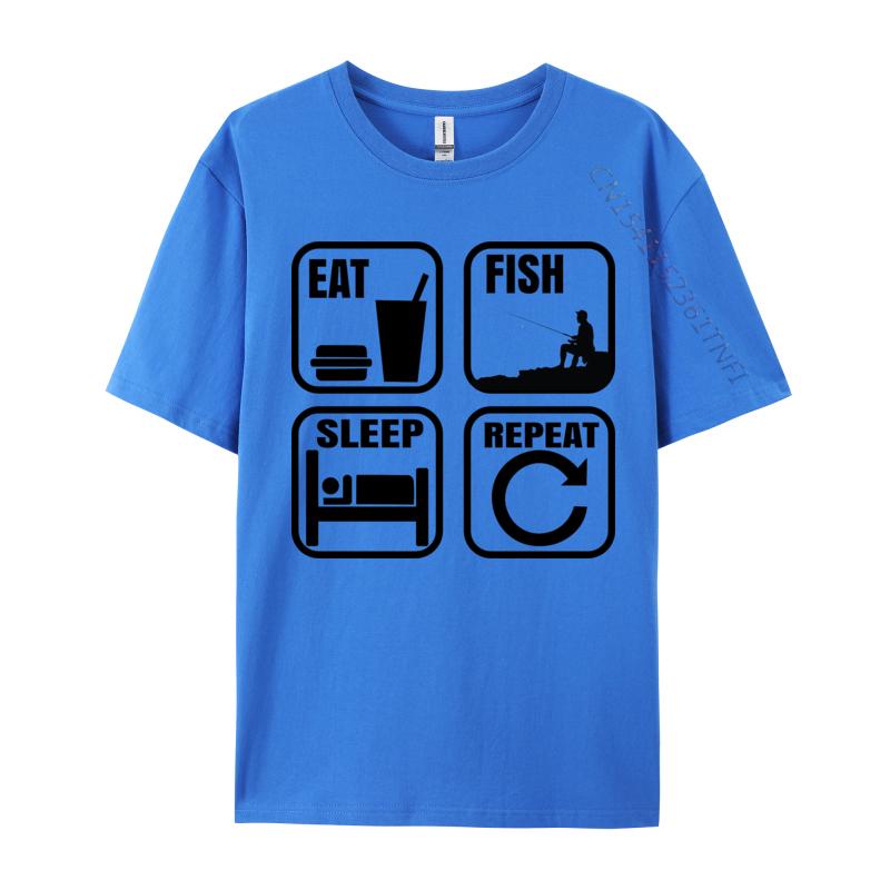 Eat Sleep Fish Repeat Tshirt Design TShirt Slim Fit Premium Cotton Man Tops Shirts Comfortable Black