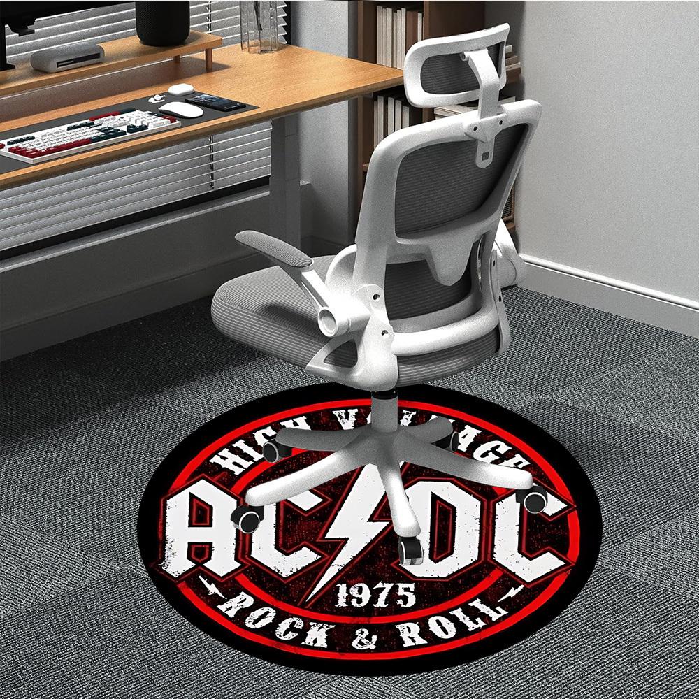 

1PC ACDC Band Office Round Rug - Perfect for Office or Study Decor, Machine Washable, Non-Slip Backing, Decorative Floor Mat 80cm
