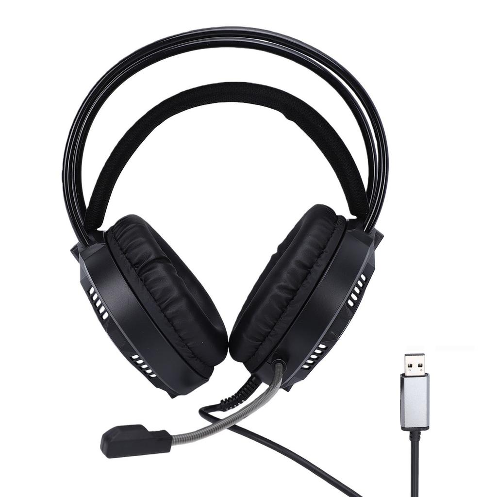 USB Wired Gaming Headset 7.1 Surround Sound RGB Over Ear Headphones with Noise Cancelling Mic 50mm Driver Unit Memory