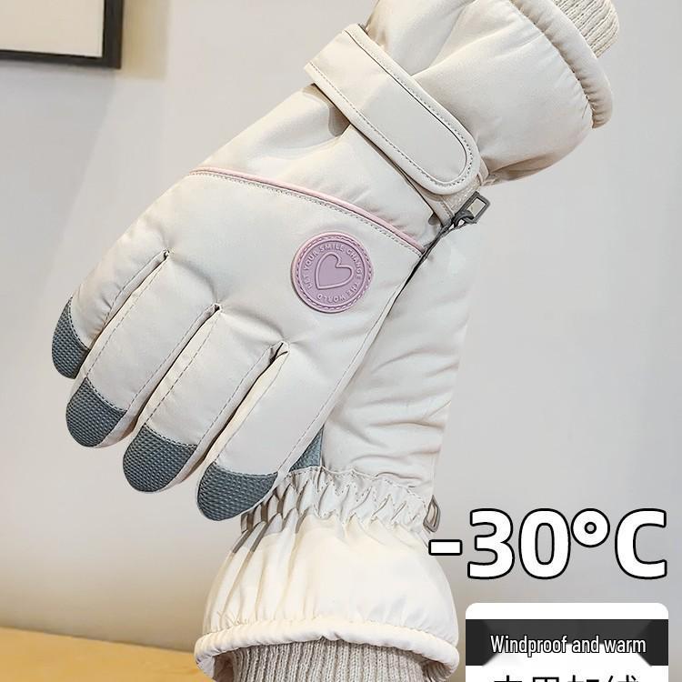 Women's Winter Ski Gloves: Velvet-Lined, Windproof, Warm, Touchscreen Compatible, Non-Slip Outdoor Cycling.