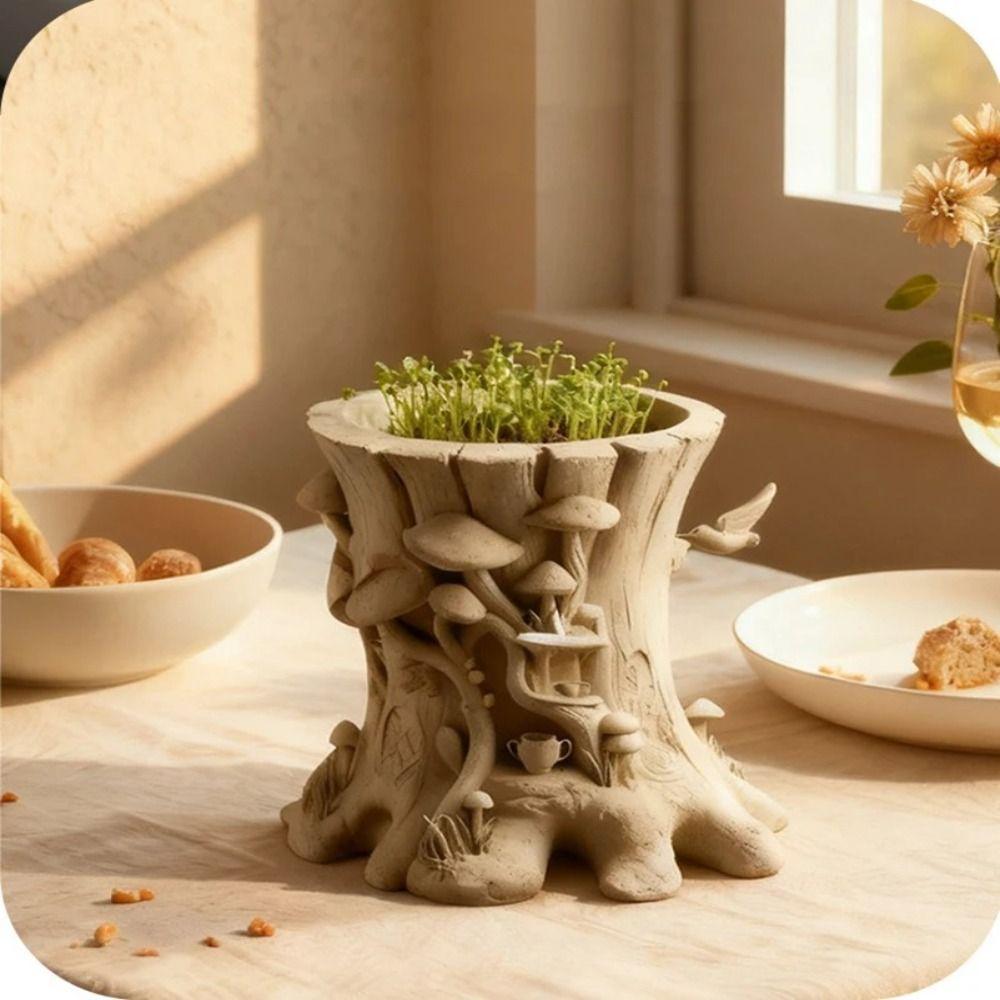 Weißer Kerzenhalter Form Mehrzweck Baumstumpf Form DIY Pflanzgefäß Form Kunst Handwerk