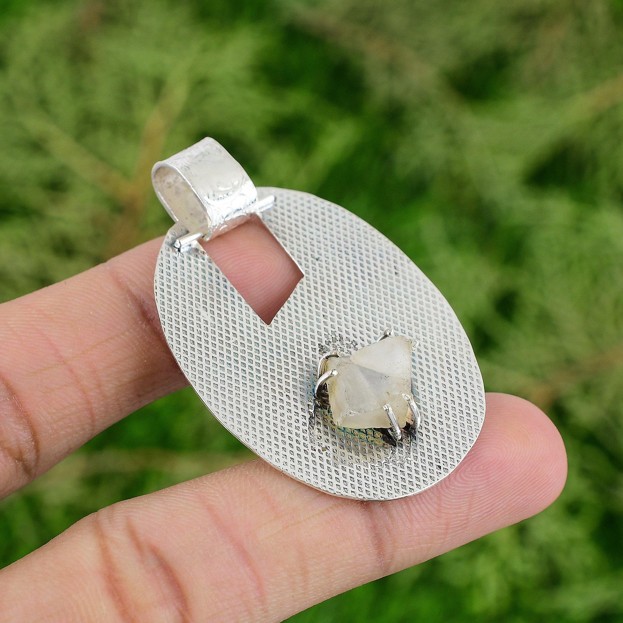 

День Дочери Сделка Радужный Лунный Камень Необработанный Камень Свадебная Подвеска Стерлинговое Серебро