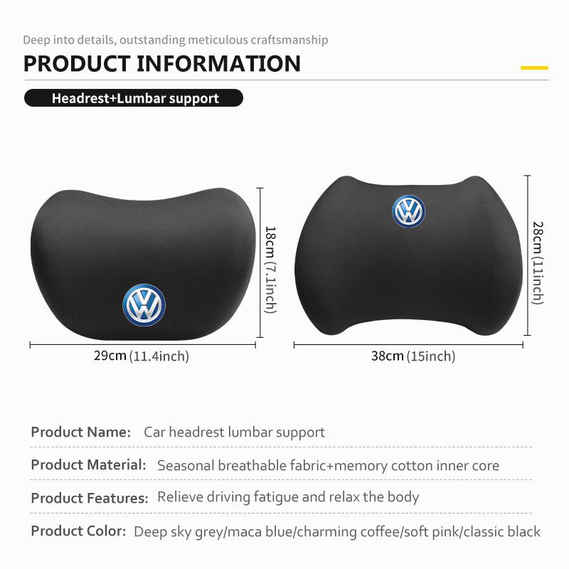For Volkswagen VW Car Headrest Lumbar Support Neckpillow Waist Elastic Cushion Passat Golf 4 5 6 Tiguan Polo Scirocco Jetta CC zg6