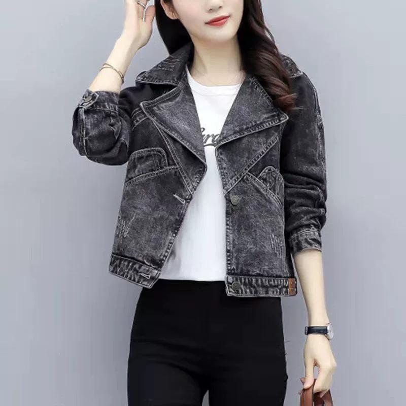 Spring and Autumn Denim Jacket Women's Short Ins Tide Spring and Autumn Korean Casual Loose and Thin All-match Jacket Top