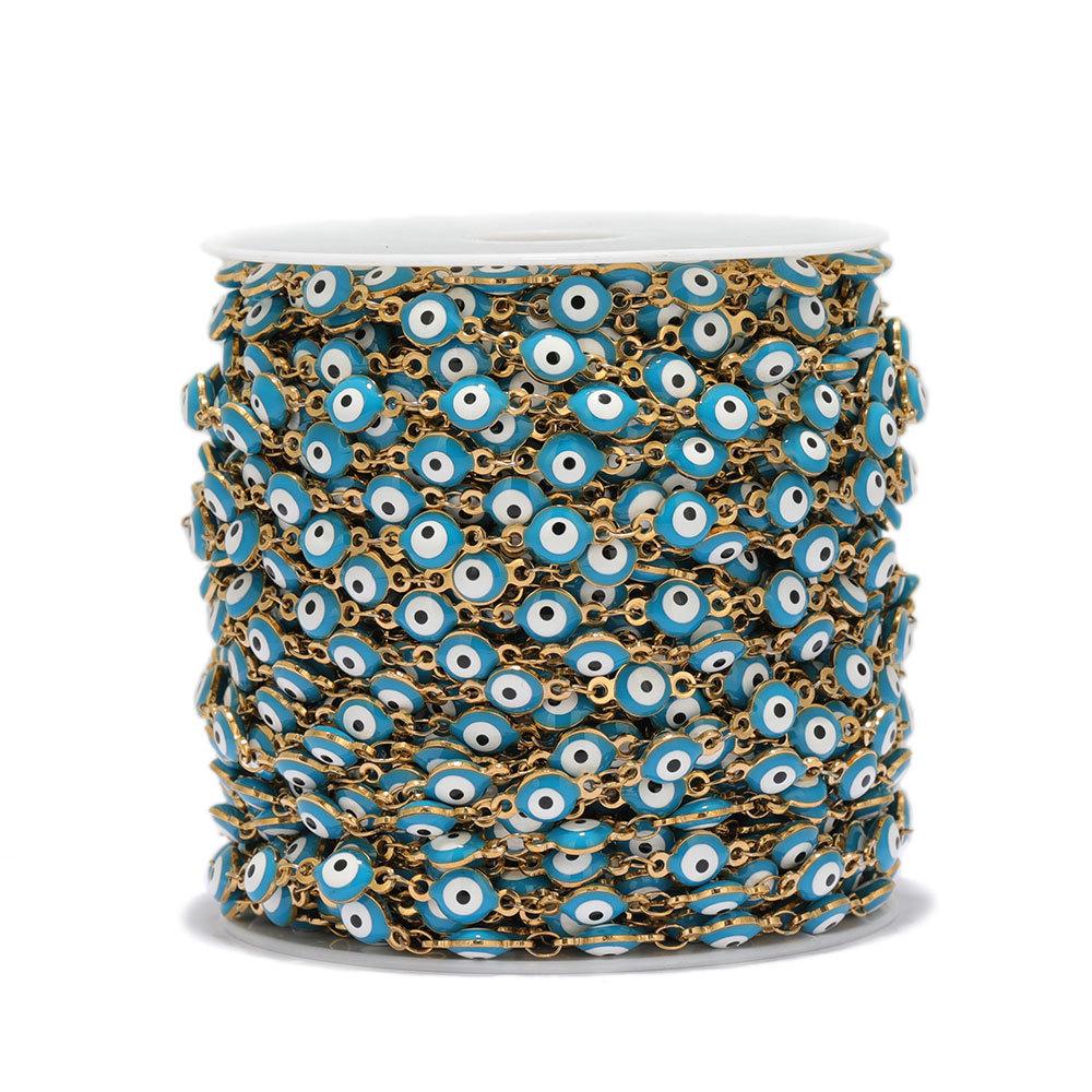 Colorful Stainless Steel Evil Eye Chain for DIY Jewelry: Bracelets & Necklaces