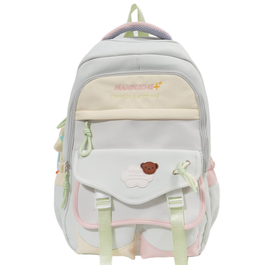 Junior high school student schoolbag female cute color matching large-capacity computer backpack practical thickened wear-resistant casual backpack