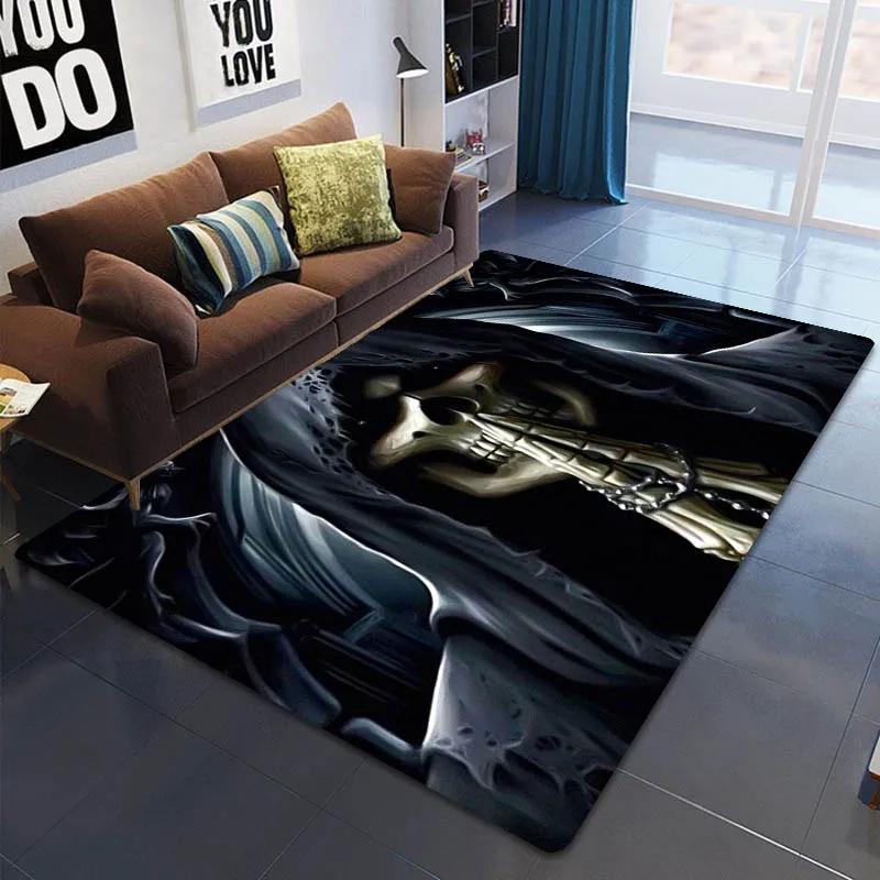 Dywan z nadrukiem płomiennej czaszki Dekoracja domu nastolatka Dywany do salonu Dywan do sypialni Kuchnia Mata podłogowa antypoślizgowa do łazienki Wycieraczka do przedpokoju