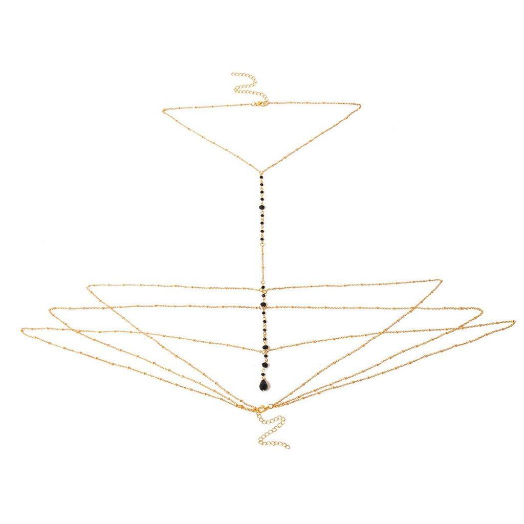 Europäische und amerikanische Accessoires, personalisierte einfache Quasten-Körperketten, Damen-reizvolle, mehrschichtige, handgefertigte Kristall-Halskette, Kleidungskette